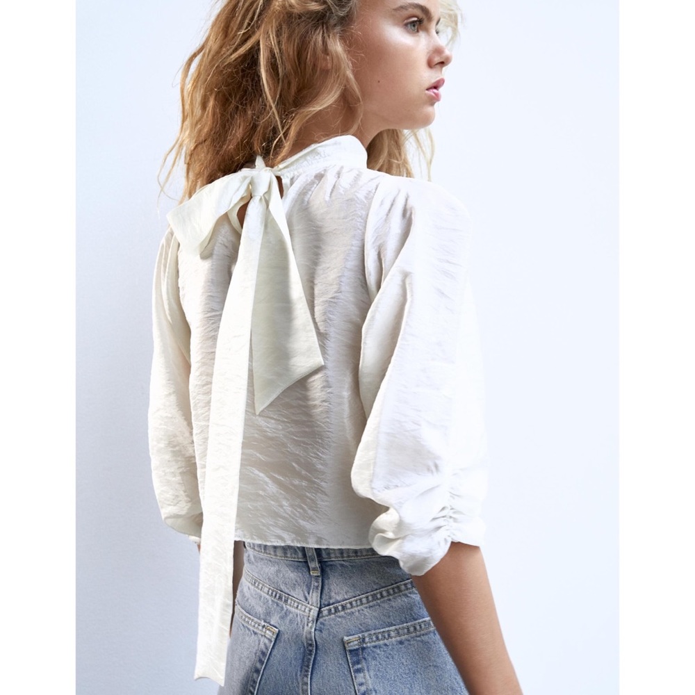 Zara Ecru Organza Top Size Medium